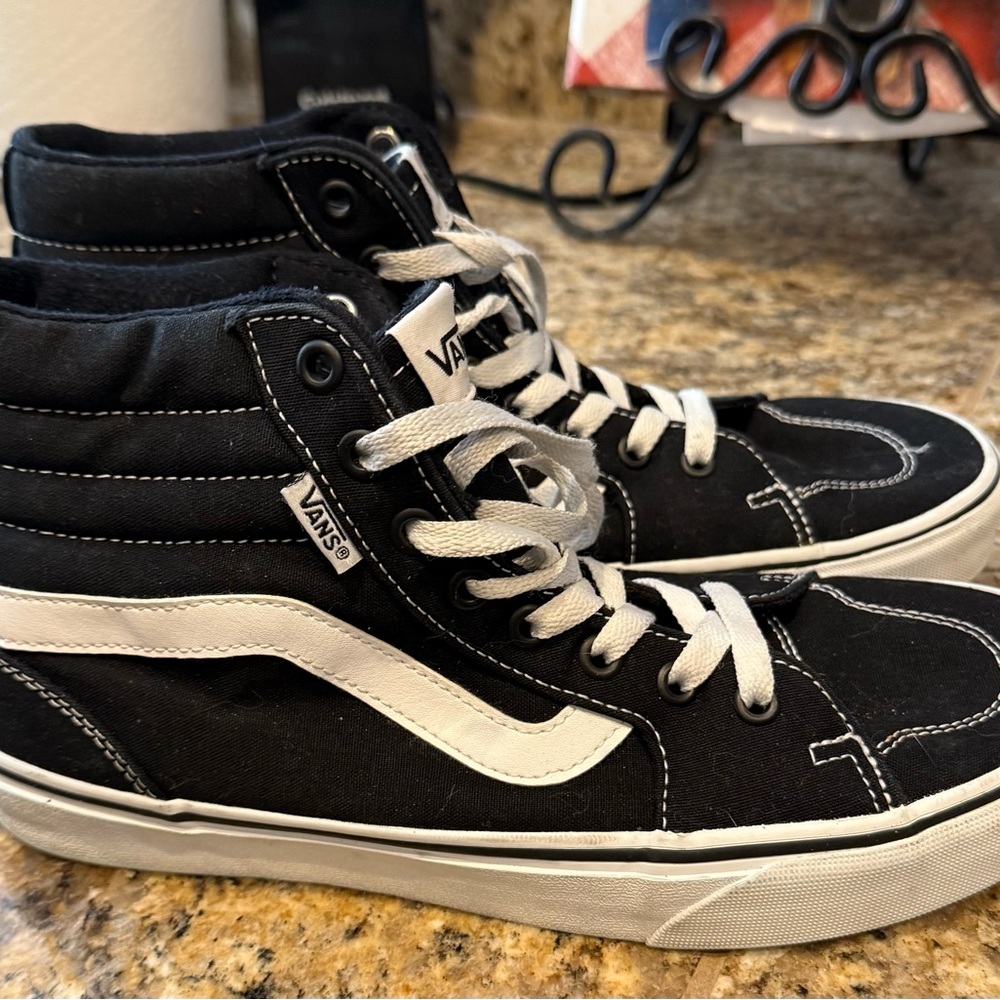 Vans Black and White High-Top Sneakers